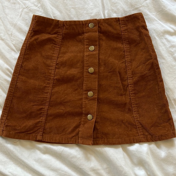 Corduroy Button Front Mini Skirt - Picture 2 of 6
